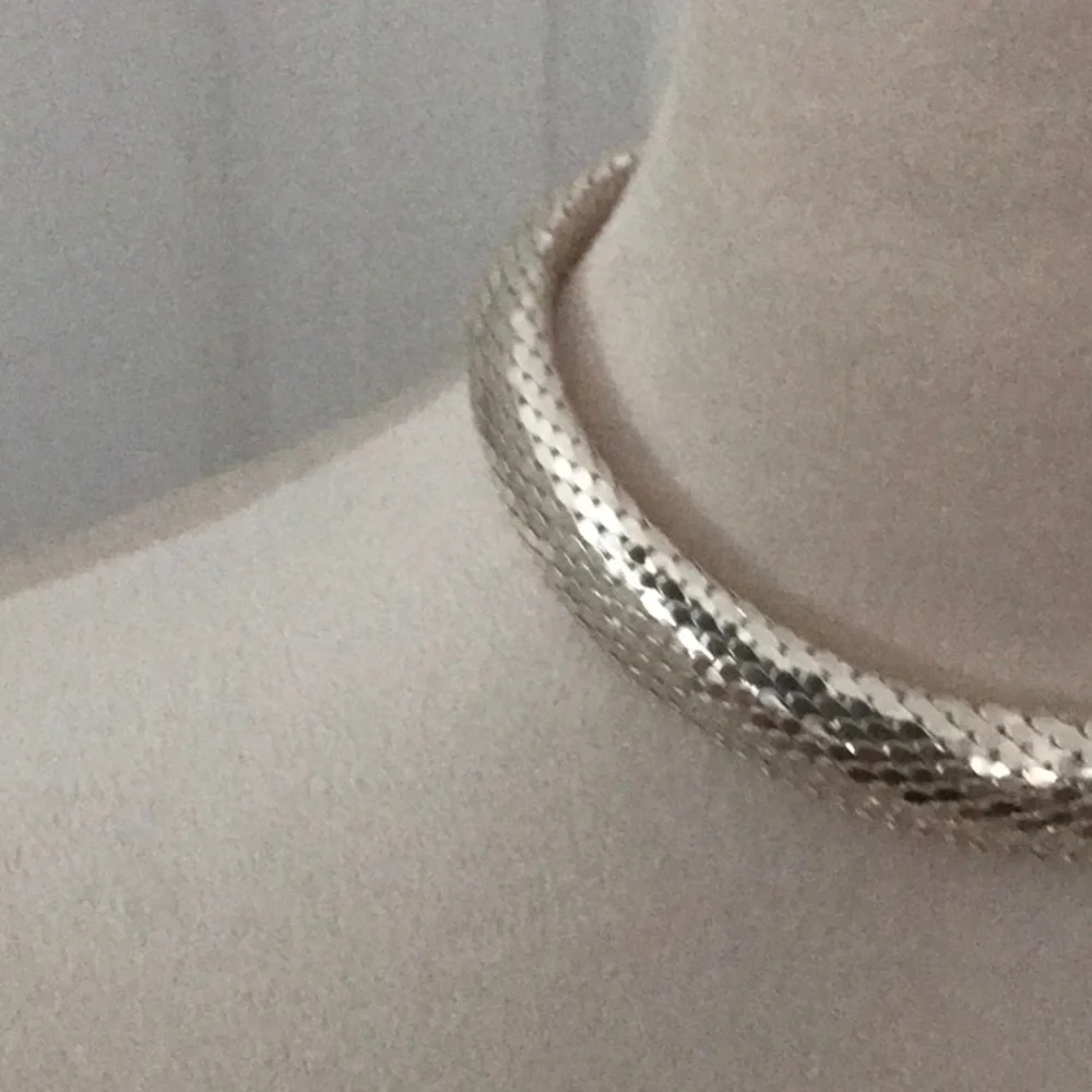 Silver Textured Choker Necklace - Picture 2 of 6